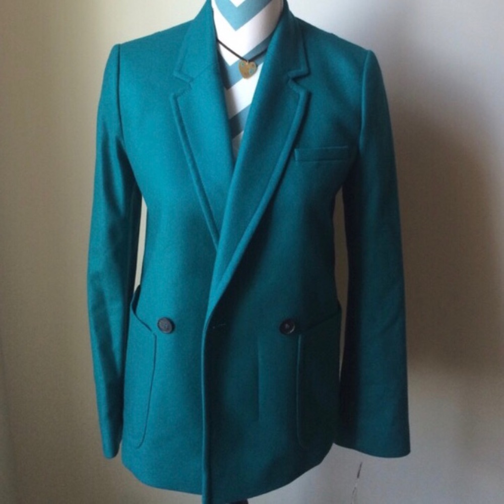 NWT French Connection green teal wool jacket sz 0